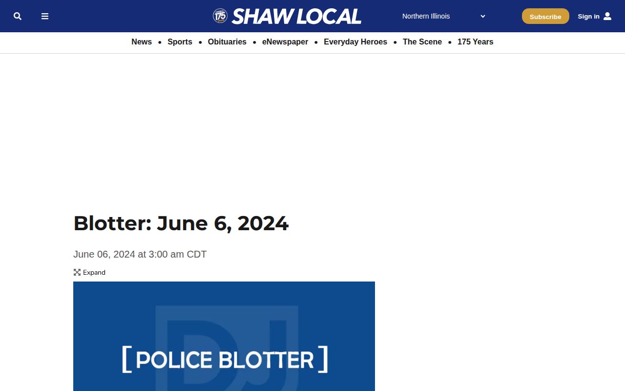 Shaw Local Daily Journal Iroquois County police blotter article