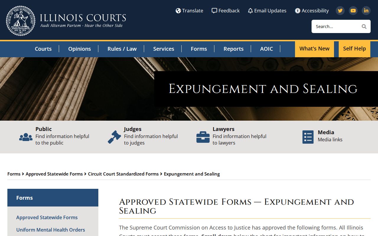 Iroquois County arrest-record expungement and sealing forms