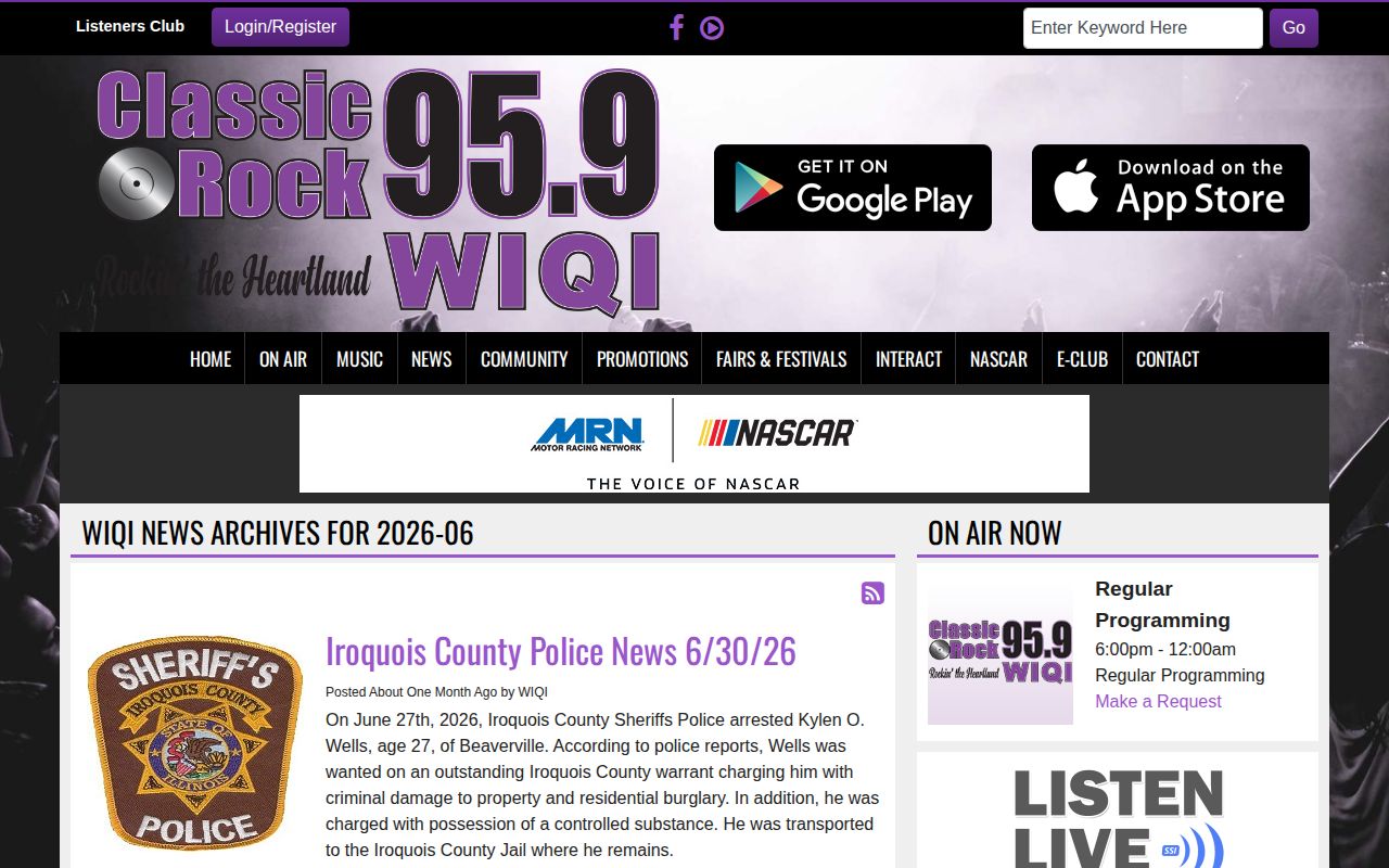 WIQI Iroquois County police-news archive with dated warrant and custody reports
