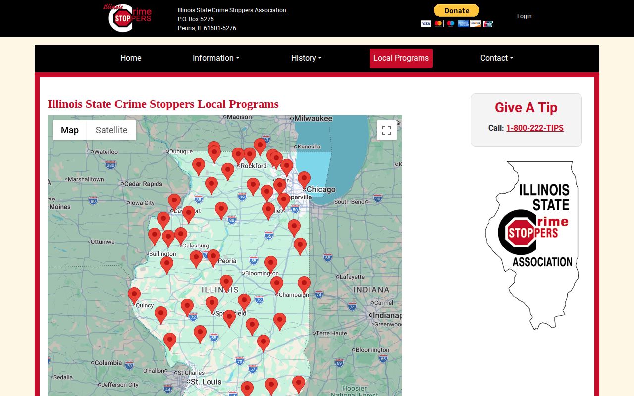 Illinois Crime Stoppers local programs directory for Iroquois County tips