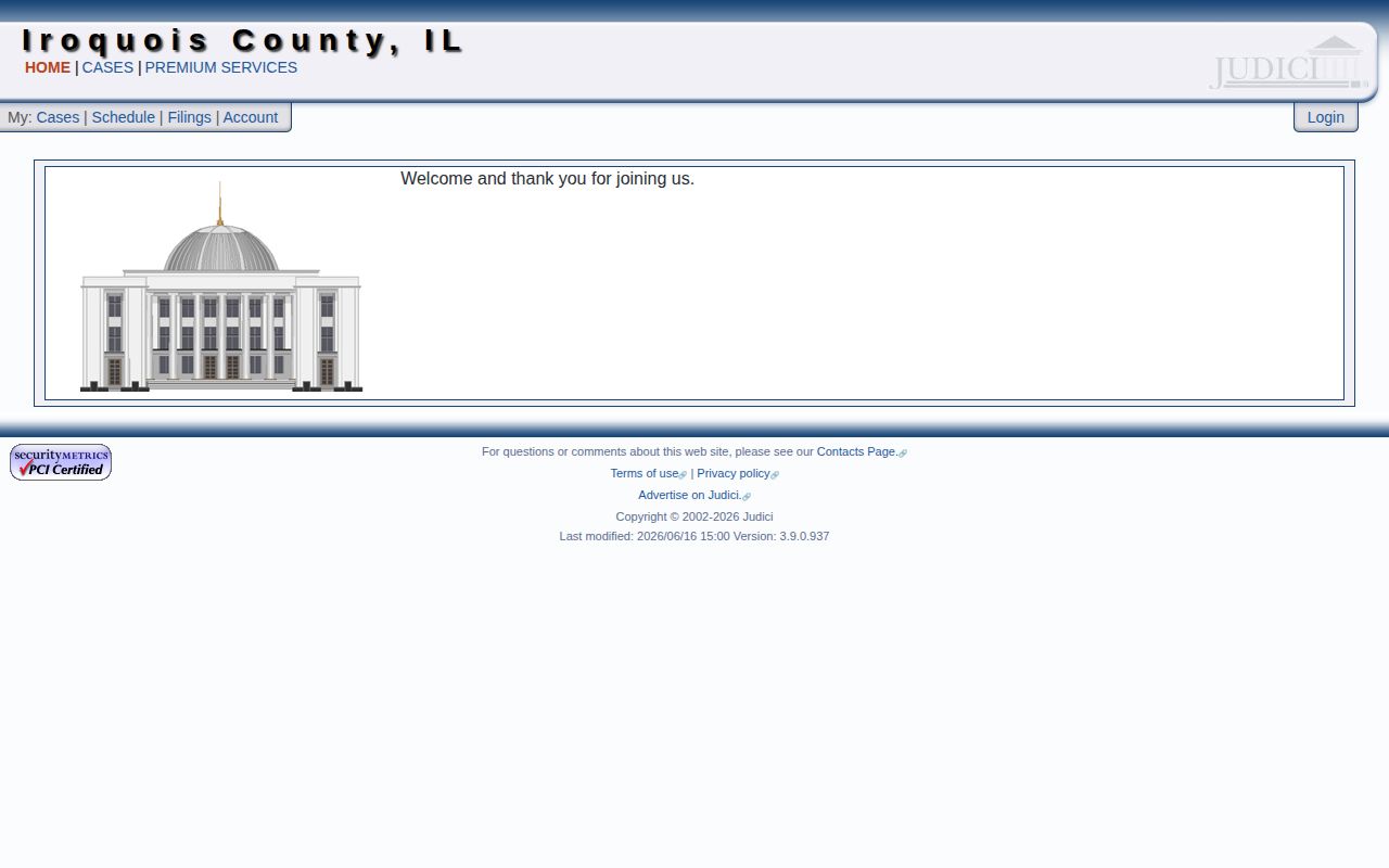 Iroquois County Judici court search for warrant and disposition context
